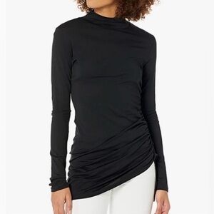 Theory Fitted Ruched Mock Neck Bonsai Ranmire Knit Tunic Top Long Shirt Medium